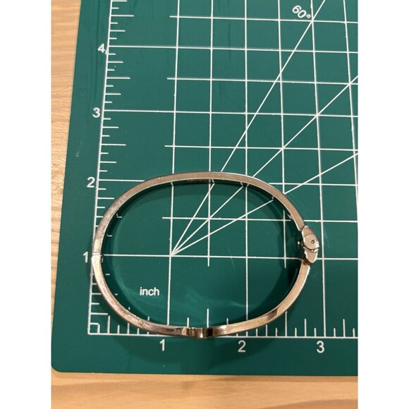 Vintage Clamper Style Silver Tone 3 Rhinestone Bracelet Cute Timeless Bangle - Picture 7 of 7